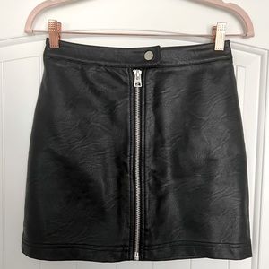 TopShop | Leather Skirt | Black | Front Zipper
